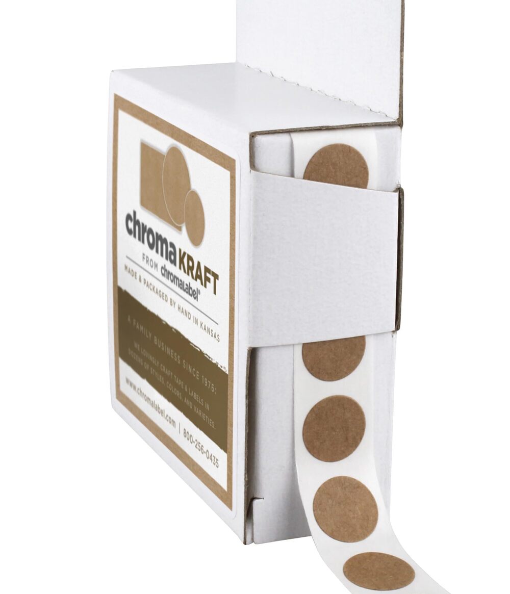 7001 Round Label Permanent Kraft Dot Stickers, 1000/Dispenser Box, 0.50